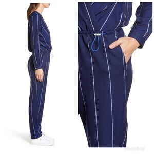 One-piece Scotch & Soda - Striped Navy Jumpsuit XS • Surplice V-Neck